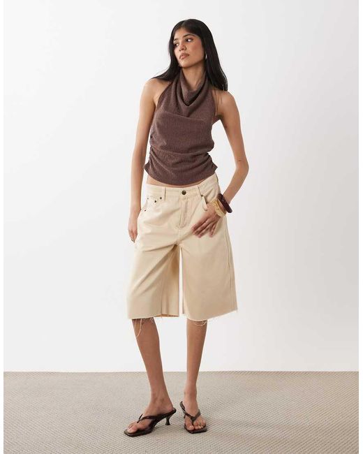 Miss Selfridge Brown Crinkle Halterneck Top Co-ord