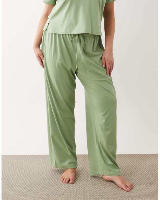 ASOS Green Asos Design Curve Mix & Match Cotton Pyjama Trouser