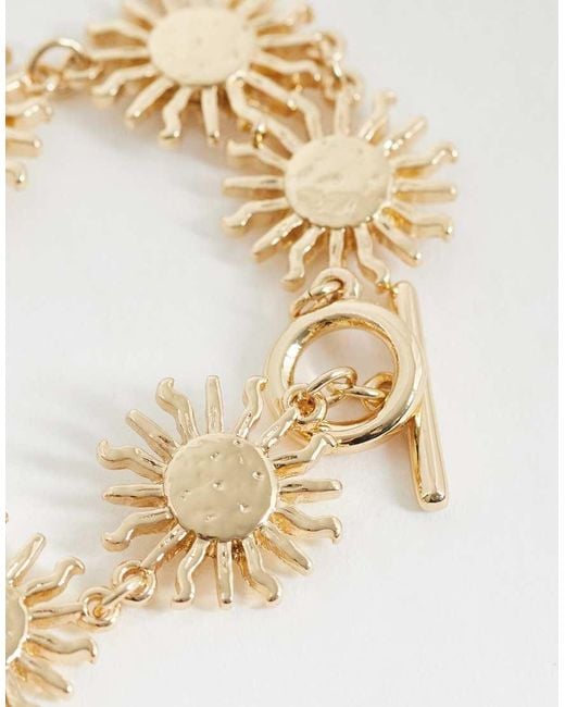 ASOS Metallic T-bar Bracelet With Small Sun Design