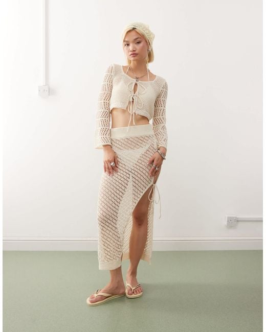 Top d'ensemble au crochet noué devant - beige Noisy May en coloris Natural