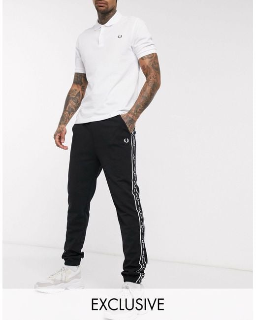 Fred Perry Black New Logo Taped joggers for men
