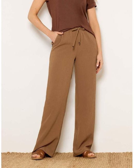 Long Tall Sally Natural Textured Wide Leg Trousers