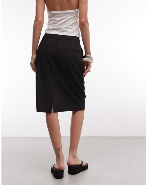 ASOS White Tailored Knee Length Pencil Skirt