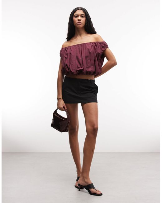 ASOS Red Off Shoulder Bubble Top