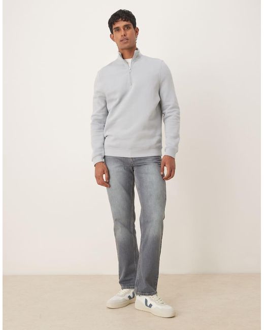 ASOS Gray Essentials Quarter Zip Sweatshirt for men