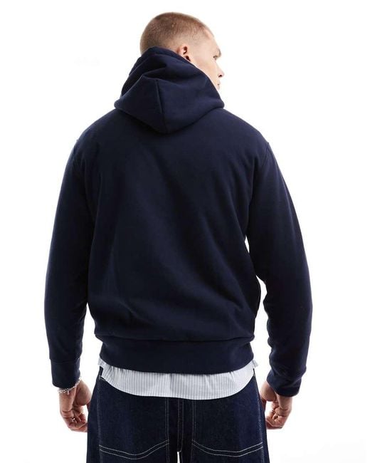 Polo Ralph Lauren Blue Holiday Bear Family Polar Fleece Hoodie Classic Oversized Fit for men