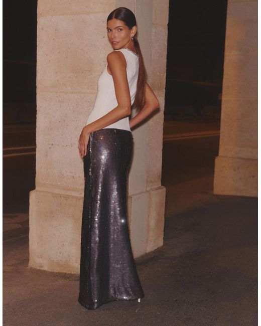 4th & Reckless Brown – paillettenbesetzter säulen-maxirock