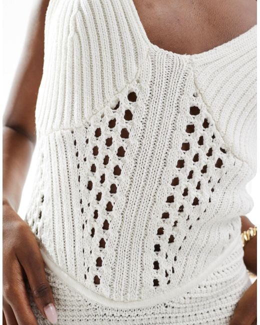 ASOS White Knitted Crochet Corset Mini Dress