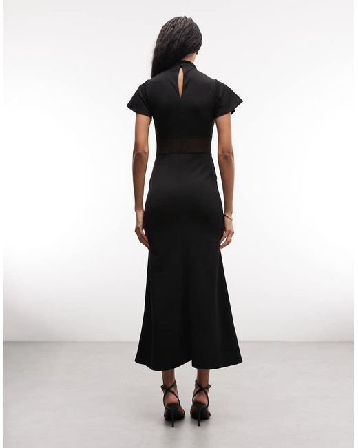 ASOS White Maxi Dress With Mesh Corset Seam Detail