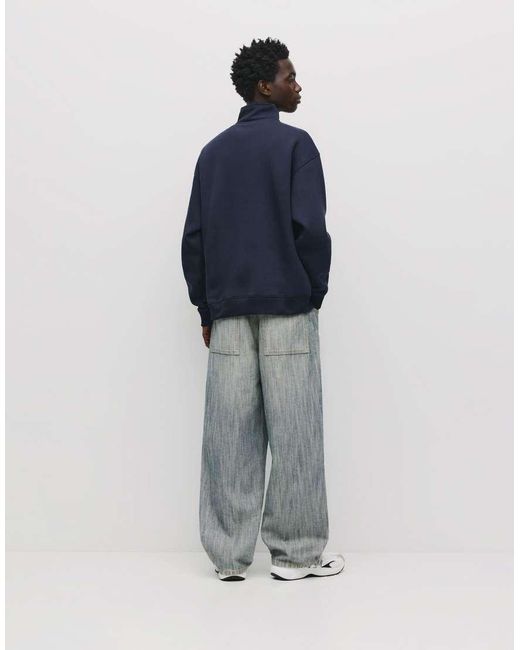 Felpa Basic Con Zip Corta di Pull&Bear in Blue da Uomo