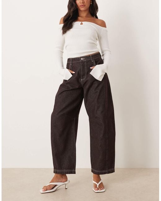 ASOS White Cropped Barrel Leg Jean