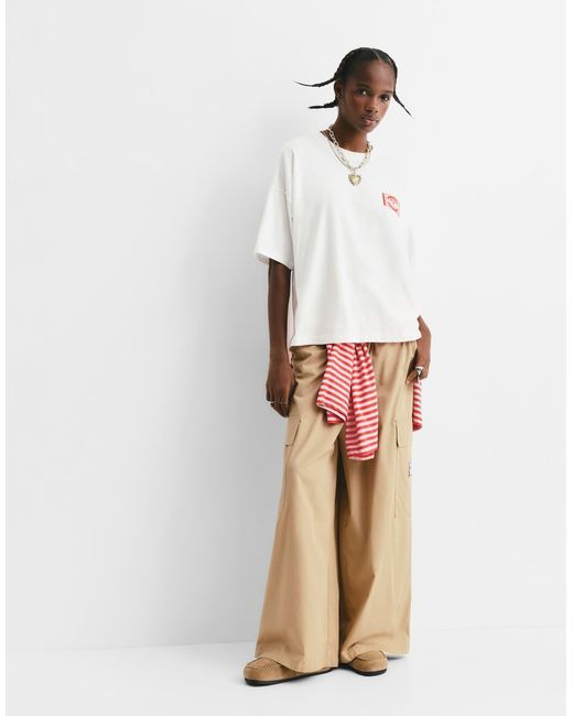 Pull&Bear White – matchbox – t-shirt