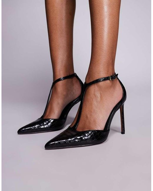 ASOS Brown Prime T Bar High Heeled Shoes