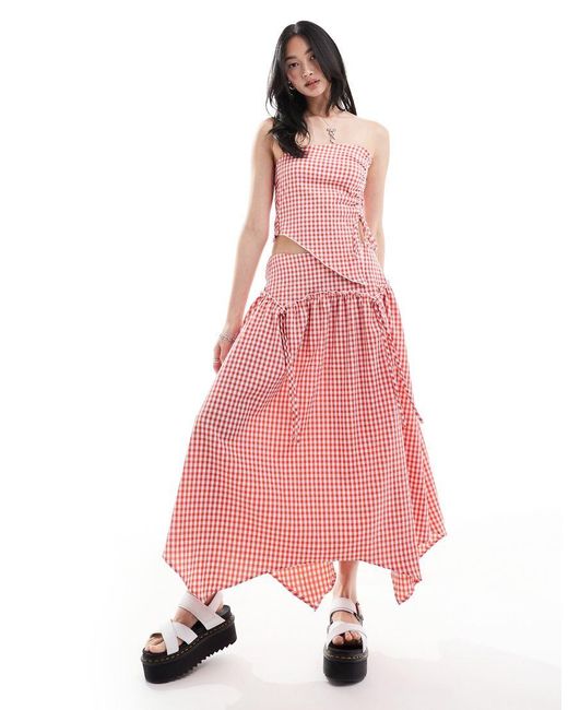 Daisy Street Pink Hanky Hem Midi Skirt Co-Ord