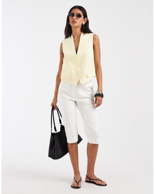 Pieces White Tailored Waistcoat