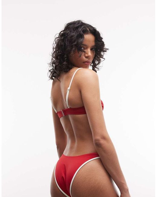 ASOS Red Cecelie Contrast Ibiza High Leg Bikini Bottom