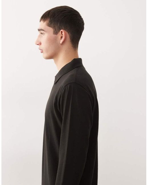 Regatta Black Pro 65/35 Long Sleeve Polo Top for men
