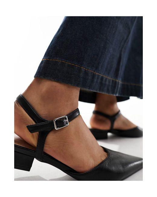 Truffle Collection Black Pointed Heeled Mules