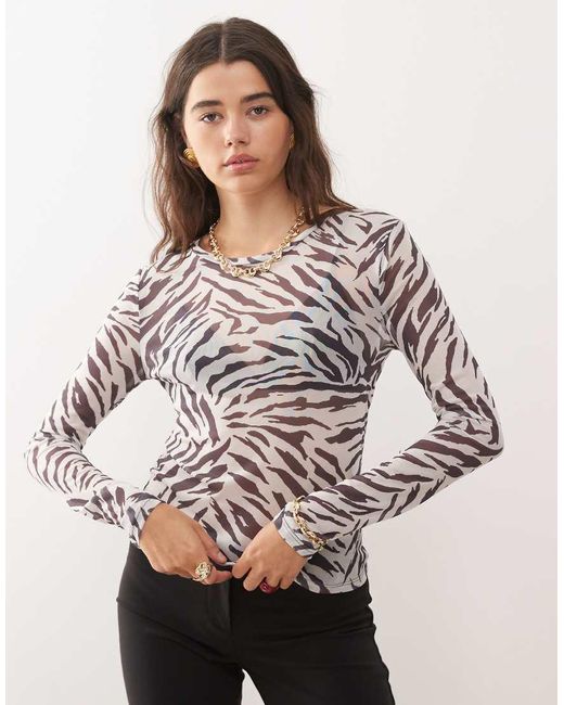 Noisy May Gray Mesh Top