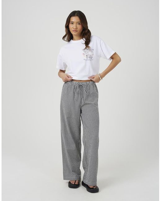 Brave Soul Gray Cotton Gingham Straight Leg Trousers