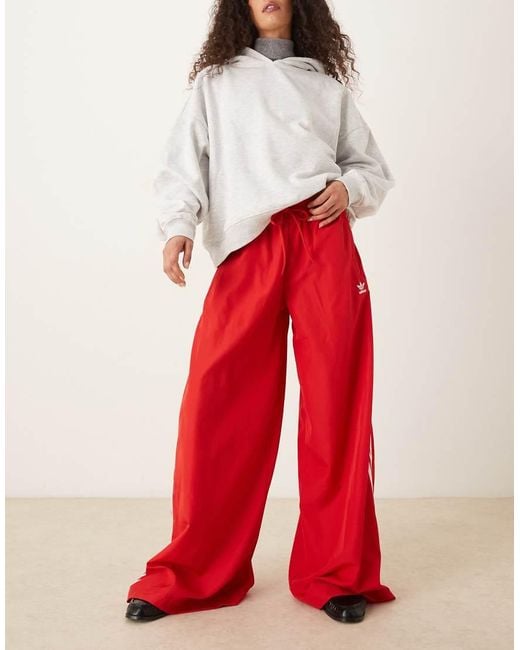 Adidas Originals Red Adicolor Wide Leg Track Pants