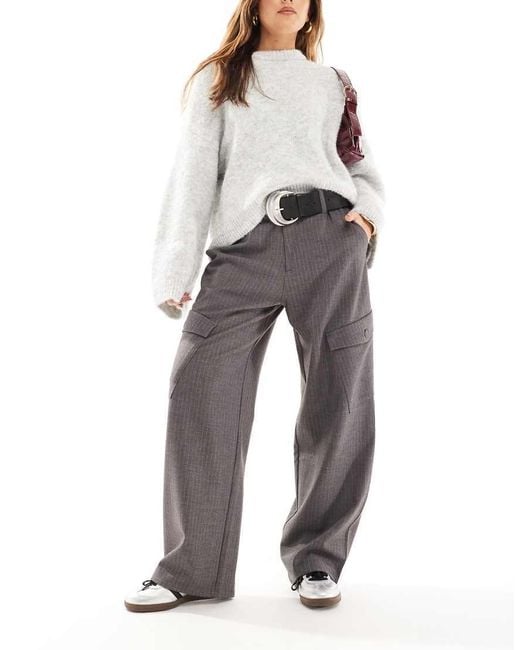 Pull&Bear Gray Pinstripe Cargo Trouser