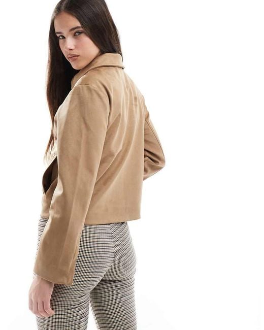 Cotton On Natural Cotton On Drew Faux Suede Jacket