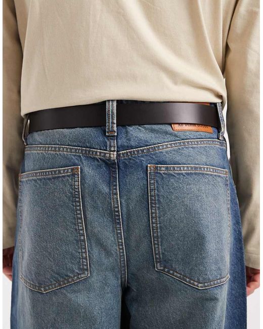 Tommy Hilfiger Blue Austin Leather Belt With Logo Buckle for men