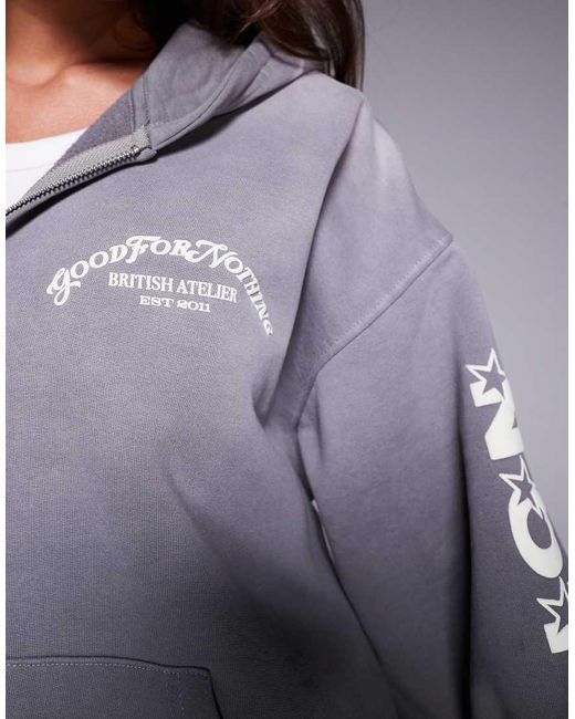 Sudadera Corta Con Capucha Y Detalle De Motivo En La Espalda De (Parte De Un Conjunto) Good For Nothing de color Gray
