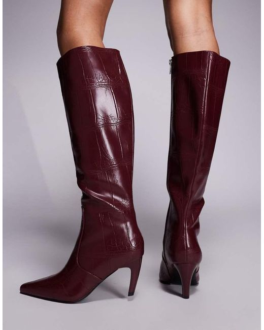 SIMMI Purple Simmi Lapis Heeled Knee Boots
