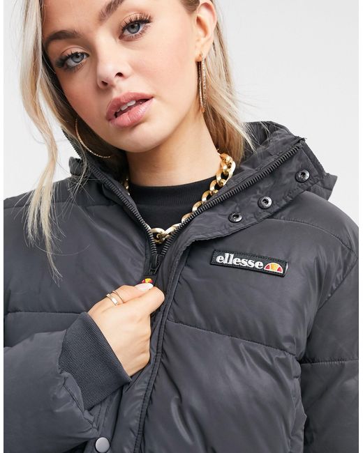 Ellesse Cropped, Gewatteerd Pufferjack in het Black