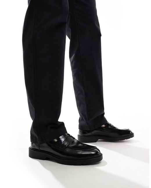 Jack & Jones Black Penny Loafer With Chunky Sole for men
