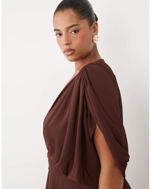 Tfnc Plus Brown Tfnc Bridesmaid Plus Pleated Chiffon Maxi Dress
