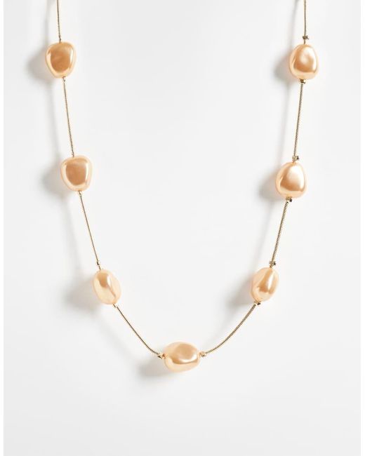 ASOS Natural Necklace With Faux Pearl