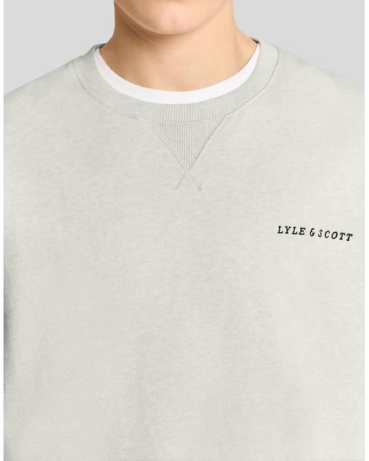 Lyle & Scott Gray Mid Layers Script Heavyweight Loopback Crew Neck Sweatshirt for men