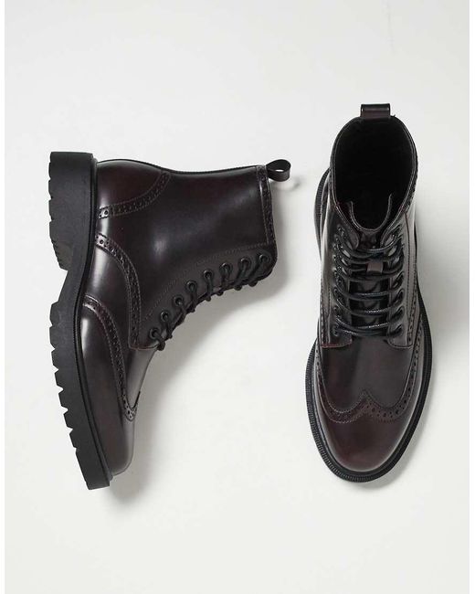 ASOS Blue Brogue Lace Up Boots for men