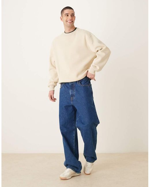 ASOS Natural Relaxed Fit Sweatshirt With Souvenir Print for men