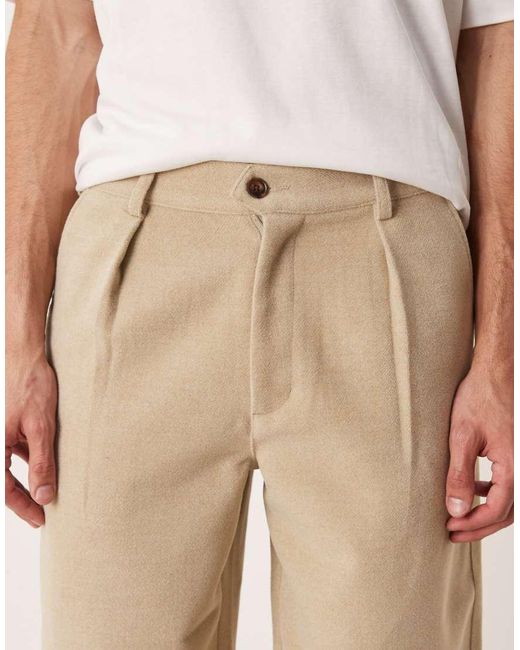 Prohibited Natural Double Pleated Shorts for men