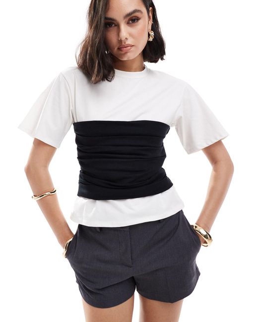 ASOS White Fitted T-shirt With Waistband Detail