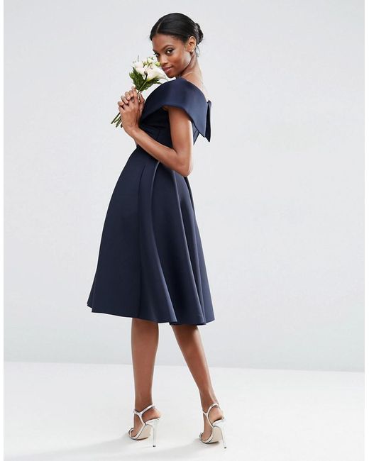 Shoulder Midi Prom Dress in Pink 