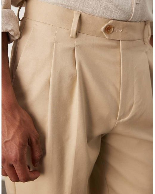 ASOS Natural Smart Oversized Tapered Cotton Chino Trousers for men