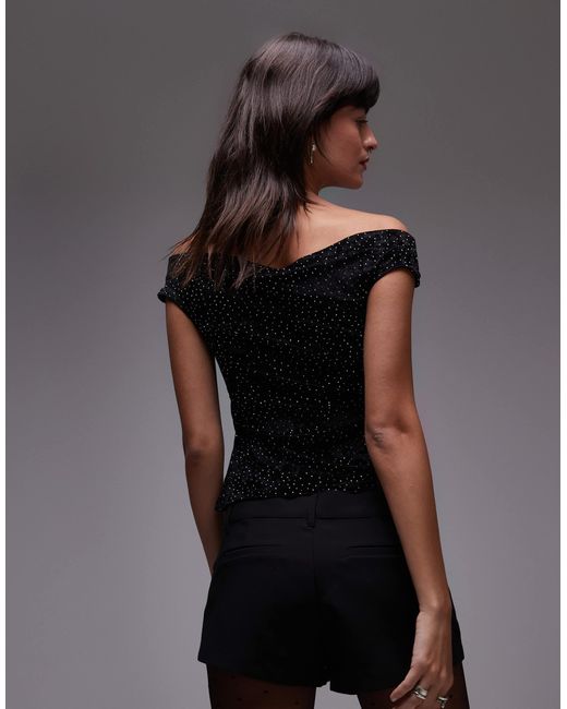 Mango Black – schulterfreies top aus samt