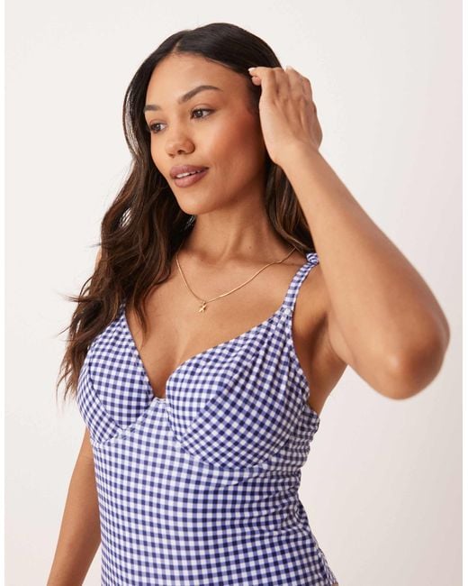 Peek & Beau Blue Swimsuit With Bow Strap Detail