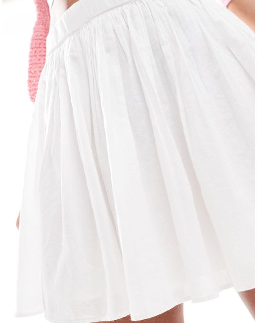 Bershka White Poplin Volume Mini Skirt