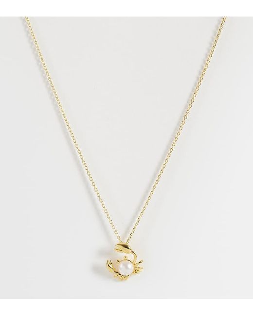 Orelia Metallic Pearl Crab Charm Necklace