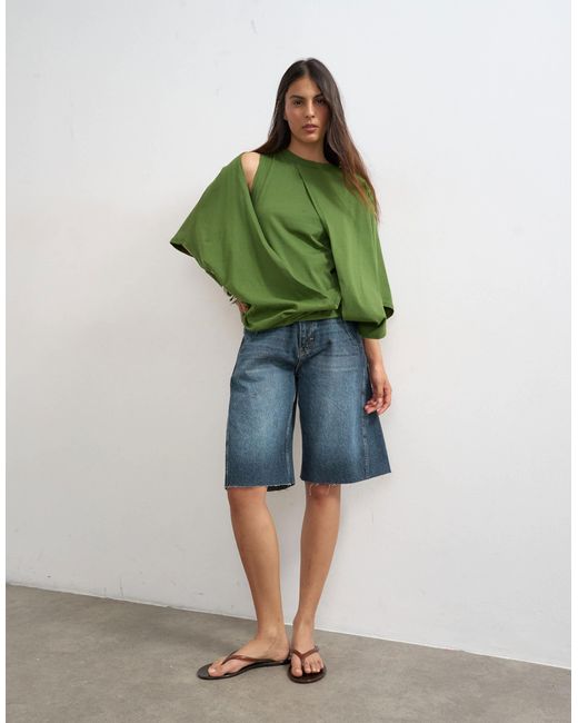 TOPSHOP Green Cape Draped Tee