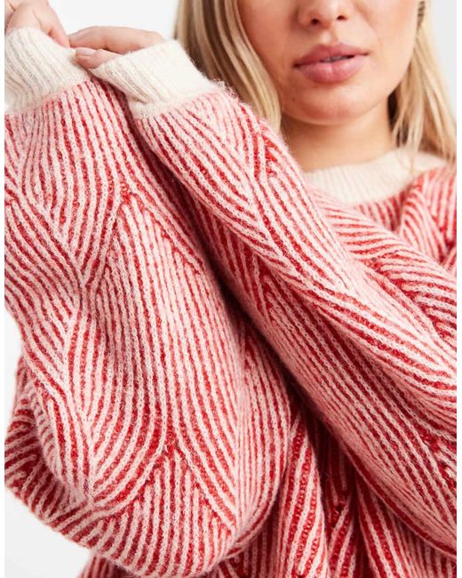 Pieces Plus Pink Pieces Curve Textured Detail Knit Jumper