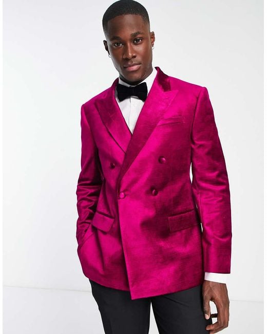 River Island Pink Velvet Tuxe for men