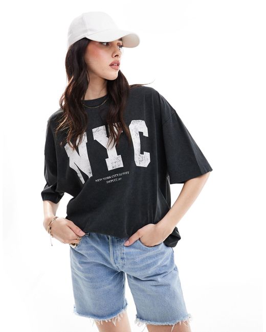 ASOS Gray Oversized T-shirt With Nyc Graphic