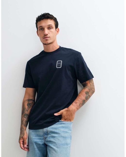 Lacoste Blue Classic Fit Graphic Logo T-shirt With Back Print for men